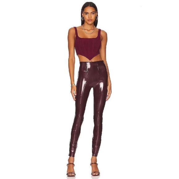 SPANX Faux Patent Leather Leggings in Ruby Size SP - Picture 3 of 12